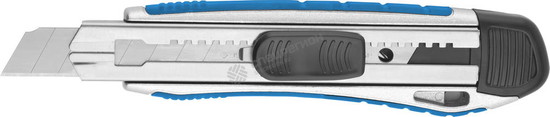 Фотография Нож ЗУБР "ЭКСПЕРТ" с сегментированным лезвием, метал обрезин корпус, автостоп, допфиксатор, кассета 