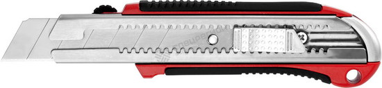 Фотография Нож URAGAN с выдвижным сегментированным лезвием, металлический обрезиненный корпус, автостоп, сталь 
