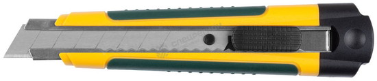 Фотография Нож KRAFTOOL "EXPERT" с сегментированным лезвием, двухкомп корпус, автостоп, отсек для хранения запа