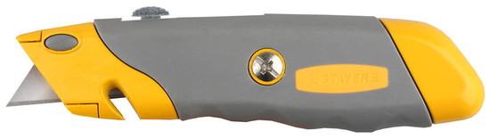 Фотография Нож 09233 STAYER "PROFI" металлический корпус, с выдвижным трапециевидным лезвием, 5 запасных лезвий