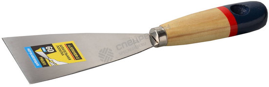 Фотография Шпательная 10012-060 лопатка STAYER "PROFI" c нержавеющим полотном, деревянная ручка, 60мм