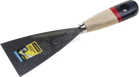 Фотография Шпательная 10012-080 лопатка STAYER "PROFI" c нержавеющим полотном, деревянная ручка, 80мм
