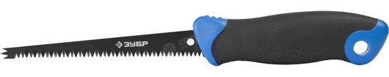 Фотография Выкружная мини-ножовка для гипсокартона. ЗУБР 150 мм, 8 TPI, 3D-заточка, 2-комп рукоятка 15172