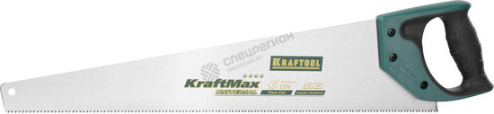 Фотография Ножовка универсальная (пила) KRAFTOOL "KraftMax-7" 7 TPI, 500 мм, закалена, рез вдоль и поперек воло