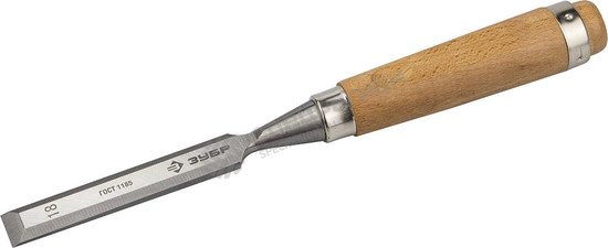 Фотография Стамеска-долото 18096-18 ЗУБР с дерев. ручкой ,18мм