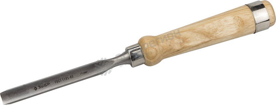 Фотография Стамеска-долото ЗУБР "ЭКСПЕРТ" полукруглая с деревянной ручкой, хромованадиевая сталь, 14мм 1822-14_