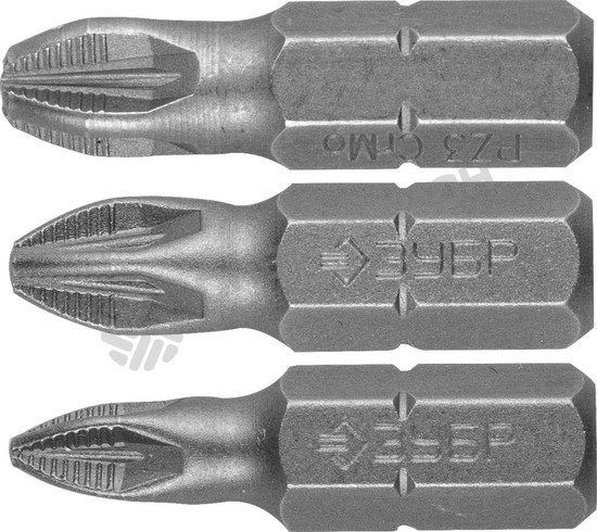 Фотография Набор 26009-PZ-H3 ЗУБР Биты "МАСТЕР" кованые, хромомолибденовая сталь, тип хвостовика C 1/4", 25мм, 
