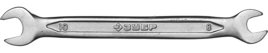Фотография Ключ ЗУБР "МАСТЕР" гаечный рожковый, Cr-V сталь, хромированный, 8х10мм 27010-08-10