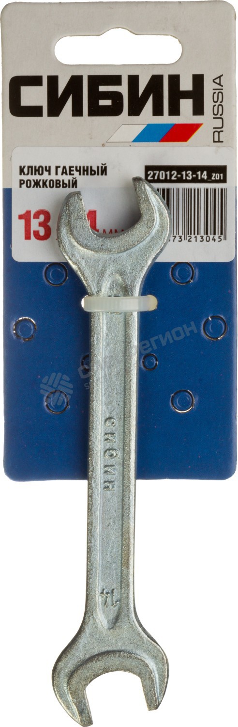 Фотография Ключ рожковый СИБИН, оцинкованный, 13х14мм 27012-13-14_z01