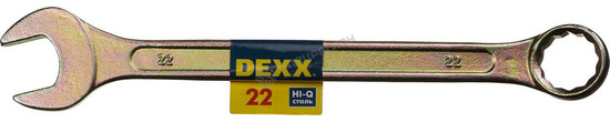 Фотография Ключ комбинированный гаечный DEXX, желтый цинк, 22 мм 27017-22