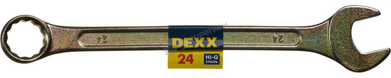 Фотография Ключ комбинированный гаечный DEXX, желтый цинк, 24 мм 27017-24