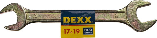Фотография Ключ рожковый гаечный DEXX, желтый цинк, 17х19мм 27018-17-19