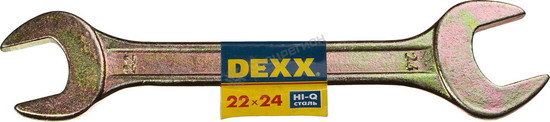 Фотография Ключ рожковый гаечный DEXX, желтый цинк, 22х24мм 27018-22-24
