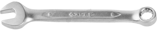 Фотография Ключ ЗУБР "ПРОФИ" гаечный комбинированный, Cr-V сталь, хромированный, 6мм 27022-06