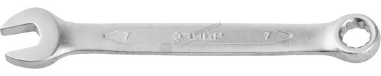 Фотография Ключ ЗУБР "ПРОФИ" гаечный комбинированный, Cr-V сталь, хромированный, 7мм 27022-07