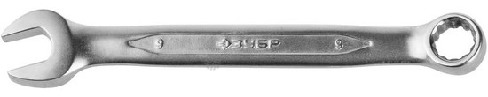 Фотография Ключ ЗУБР "ПРОФИ" гаечный комбинированный, Cr-V сталь, хромированный, 9мм 27022-09