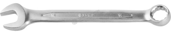 Фотография Ключ ЗУБР "ПРОФИ" гаечный комбинированный, Cr-V сталь, хромированный, 14мм 27022-14