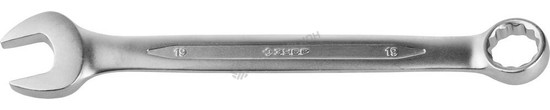 Фотография Ключ ЗУБР "ПРОФИ" гаечный комбинированный, Cr-V сталь, хромированный, 19мм 27022-19