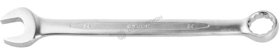 Фотография Ключ ЗУБР "ПРОФИ" гаечный комбинированный, Cr-V сталь, хромированный, 24мм 27022-24