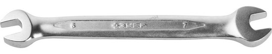 Фотография Ключ ЗУБР "ПРОФИ" гаечный рожковый, Cr-V сталь, хромированный, 6х7мм 27027-06-07