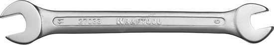 Фотография Ключ KRAFTOOL "EXPERT" гаечный рожковый, Cr-V сталь, хромированный, 9х11мм 27033-09-11
