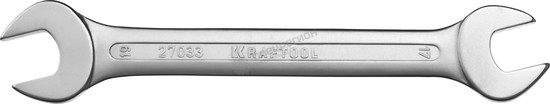 Фотография Ключ KRAFTOOL "EXPERT" гаечный рожковый, Cr-V сталь, хромированный, 17х19мм 27033-17-19
