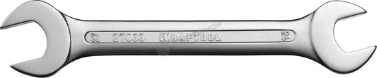 Фотография Ключ KRAFTOOL "EXPERT" гаечный рожковый, Cr-V сталь, хромированный, 24х27мм 27033-24-27
