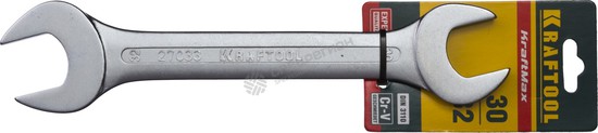 Фотография Ключ KRAFTOOL "EXPERT" гаечный рожковый, Cr-V сталь, хромированный, 30х32мм 27033-30-32