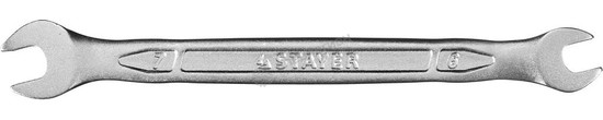 Фотография Ключ STAYER "PROFI"" гаечный рожковый, Cr-V сталь, хромированный, 6х7мм 27035-06-07