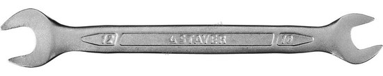 Фотография Ключ STAYER "PROFI"" гаечный рожковый, Cr-V сталь, хромированный, 10х12мм 27035-10-12