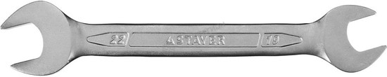 Фотография Ключ STAYER "PROFI"" гаечный рожковый, Cr-V сталь, хромированный, 19х22мм 27035-19-22