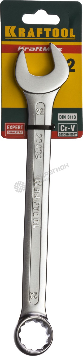 Фотография Ключ 27079-22 комбинированный KRAFTOOL , Cr-V, хромированное покрытие, 22х269мм