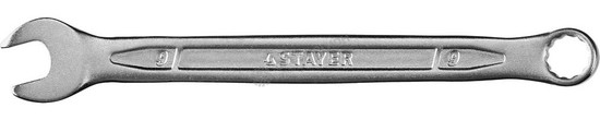 Фотография Ключ STAYER "PROFI"" гаечный комбинированный, Cr-V сталь, хромированный, 9мм 27081-09