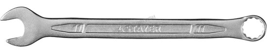 Фотография Ключ STAYER "PROFI"" гаечный комбинированный, Cr-V сталь, хромированный, 11мм 27081-11