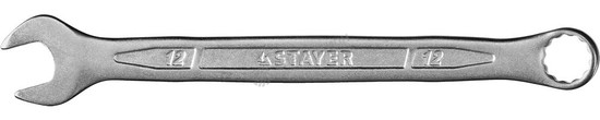 Фотография Ключ STAYER "PROFI"" гаечный комбинированный, Cr-V сталь, хромированный, 12мм 27081-12
