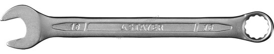 Фотография Ключ STAYER "PROFI"" гаечный комбинированный, Cr-V сталь, хромированный, 16мм 27081-16