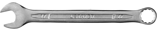Фотография Ключ STAYER "PROFI"" гаечный комбинированный, Cr-V сталь, хромированный, 17мм 27081-17