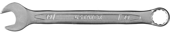 Фотография Ключ STAYER "PROFI"" гаечный комбинированный, Cr-V сталь, хромированный, 19мм 27081-19
