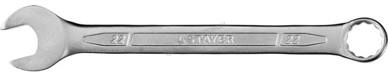 Фотография Ключ STAYER "PROFI"" гаечный комбинированный, Cr-V сталь, хромированный, 22мм 27081-22