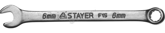 Фотография Ключ STAYER "MASTER" гаечный комбинированный, хромированный, 6мм 27085-06