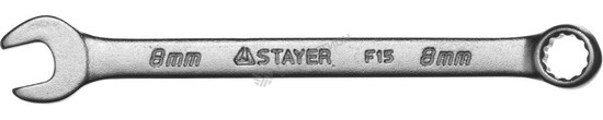 Фотография Ключ STAYER "MASTER" гаечный комбинированный, хромированный, 8мм 27085-08