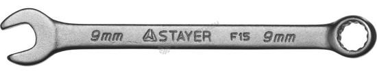 Фотография Ключ STAYER "MASTER" гаечный комбинированный, хромированный, 9мм 27085-09