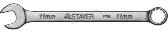 Фотография Ключ STAYER "MASTER" гаечный комбинированный, хромированный, 11мм 27085-11
