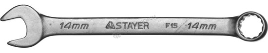 Фотография Ключ STAYER "MASTER" гаечный комбинированный, хромированный, 14мм 27085-14