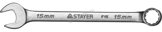 Фотография Ключ STAYER "MASTER" гаечный комбинированный, хромированный, 15мм 27085-15