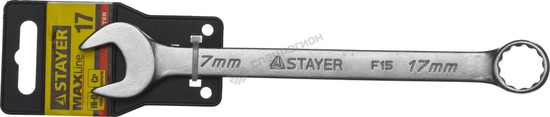 Фотография Ключ STAYER "MASTER" гаечный комбинированный, хромированный, 17мм 27085-17