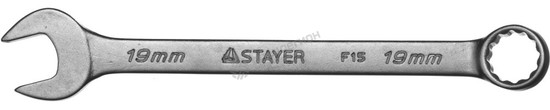 Фотография Ключ STAYER "MASTER" гаечный комбинированный, хромированный, 19мм 27085-19