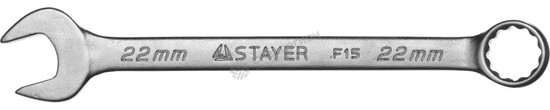 Фотография Ключ STAYER "MASTER" гаечный комбинированный, хромированный, 22мм 27085-22