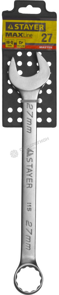 Фотография Ключ STAYER "MASTER" гаечный комбинированный, хромированный, 27мм 27085-27