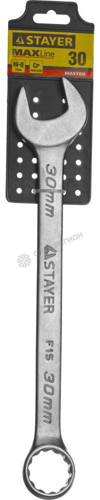 Фотография Ключ STAYER "MASTER" гаечный комбинированный, хромированный, 30мм 27085-30